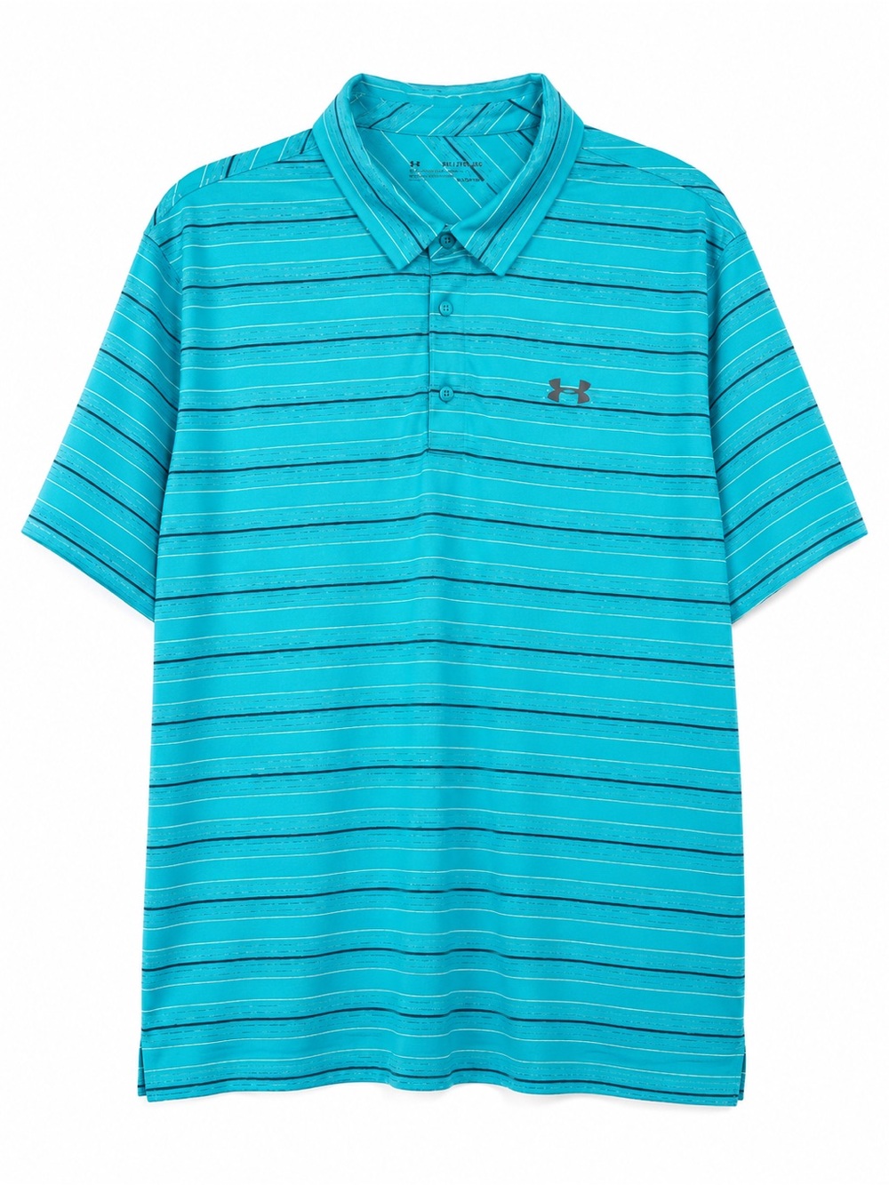 Under Armour HeatGear Polo Shirt 3XL Turquoise Blue Striped Golf Athletic